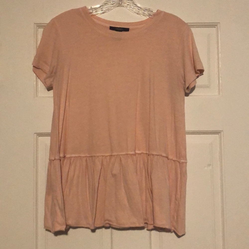 Light Pink Short Sleeve Peplum Shirt